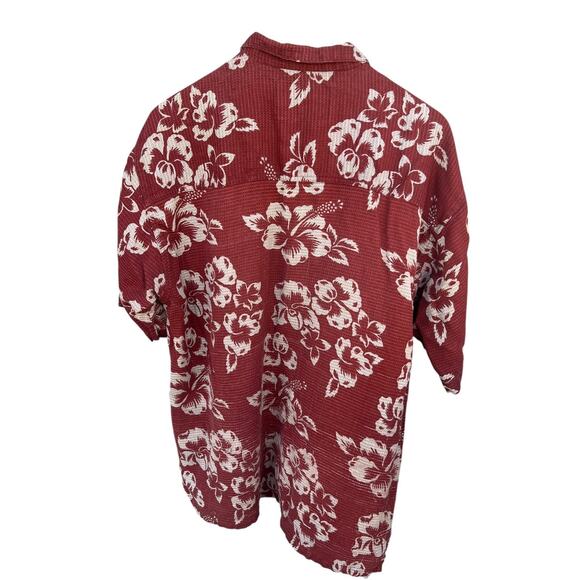 Fryday Club Men's Vintage Hawaiian Casual Shirt Floral Maroon Size LARGE - Picture 2 of 5